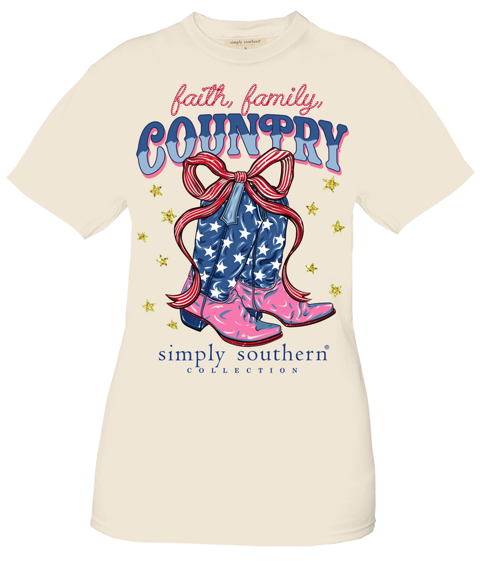 2359- Faith, Family, & Country Short Sleeve Simply Southern T-Shirt