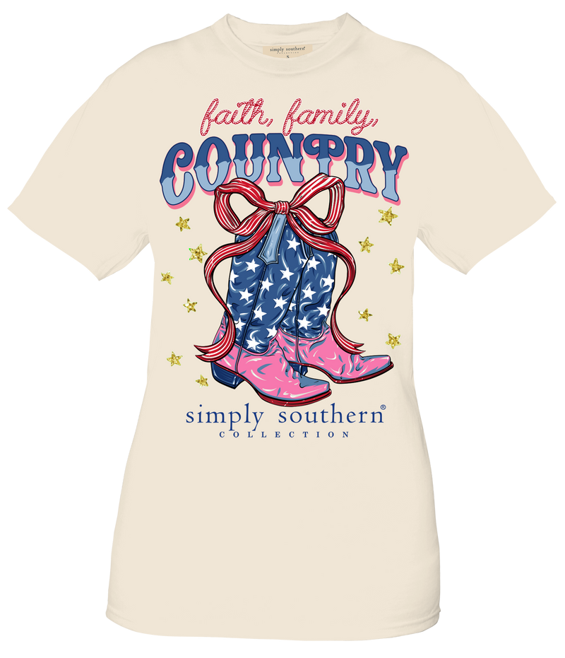 2359- Faith, Family, & Country Short Sleeve Simply Southern T-Shirt
