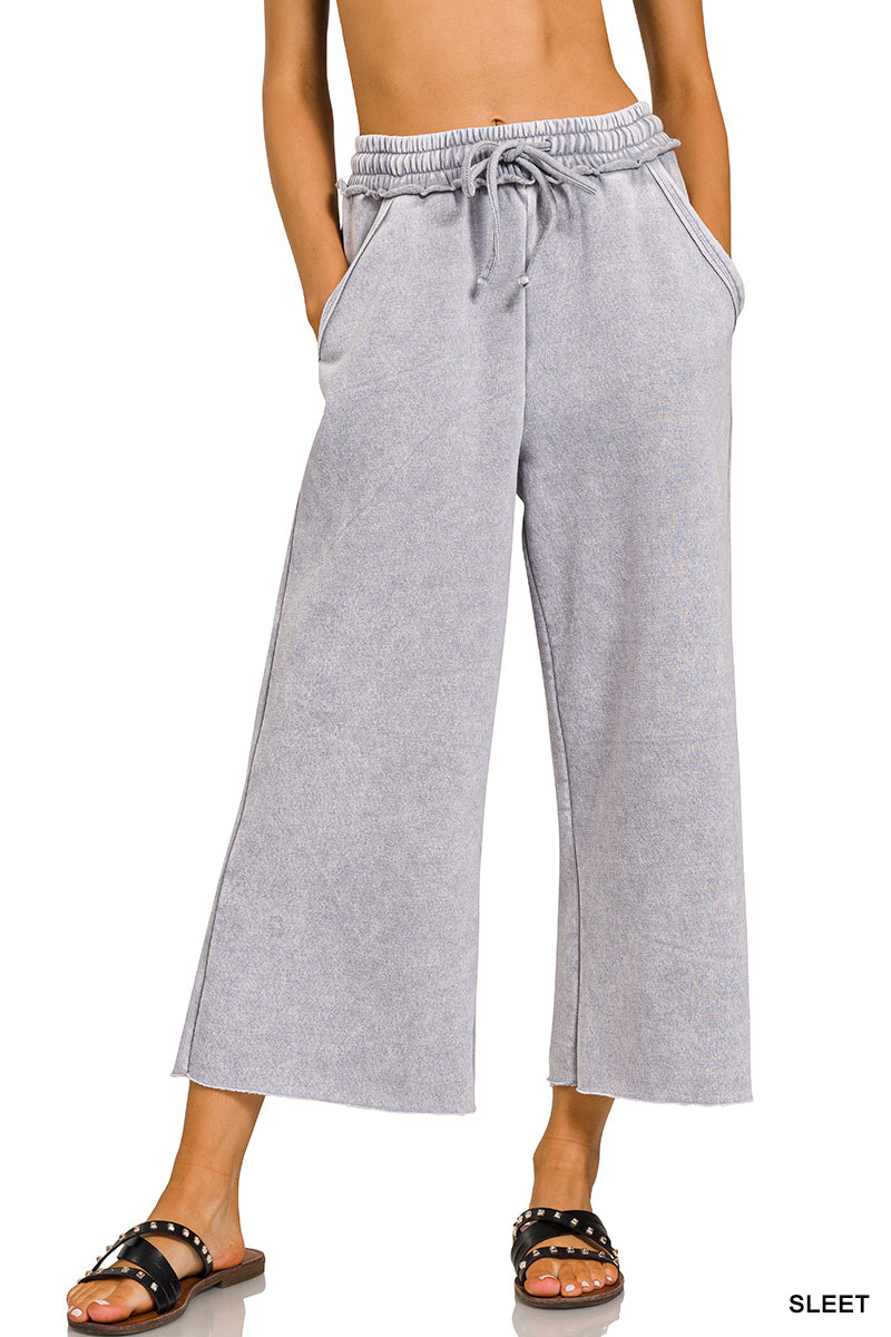 2878- Sleet Acid Wash Drawstring Sweat Pants