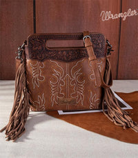 2923- Brown Wrangler Boot Stitch Conceal Carry Purse