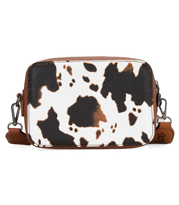 2928- Brown Cow Wrangler Crossbody Purse w/ Wallet Compartment