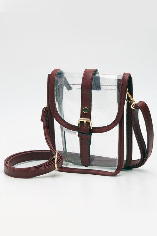 2933- Burgundy Small Crossbody Stadium Bag