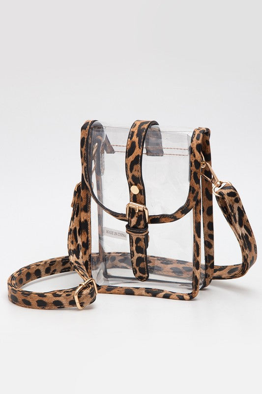 2934- Leopard Small Crossbody Stadium Bag