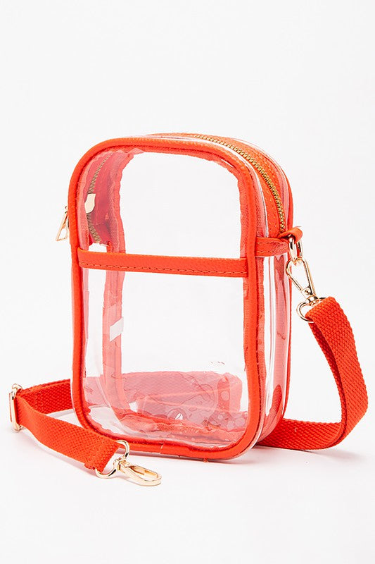 2936- Orange Clear Small Crossbody Stadium Bag