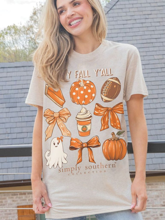 2928- Happy Fall Yall Short Sleeve Simply Southern T-Shirt