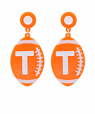 3261- Orange Football “T” Earrings *TN COLLECTION*