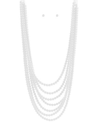 3262- White Layered Acrylic Beaded Necklace *TN COLLECTION*