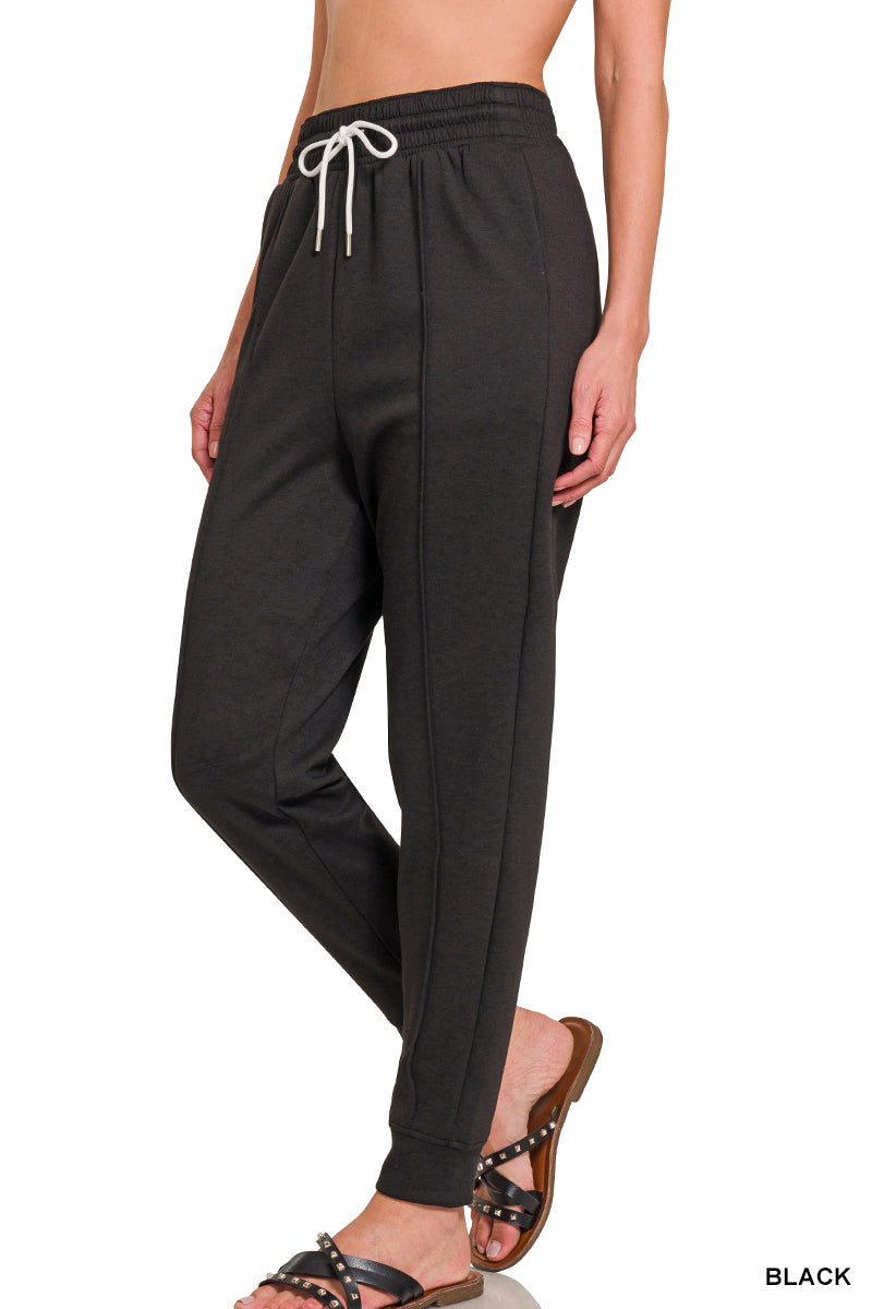 3367- Black Scuba Joggers w/ Pockets
