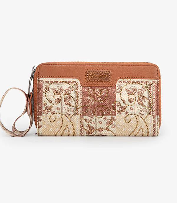 3429- Brown Wrangler Paisley Print Wristlet Wallet