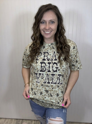 Pray Big Y'all Camo Graphic Tee by Simply Southern