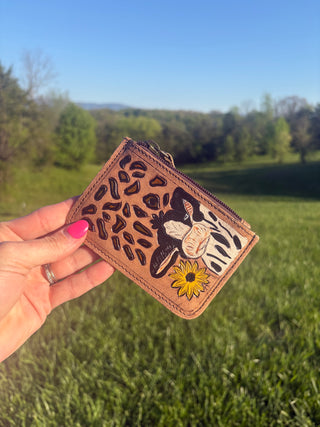 Leather Coin Purse with Hair On Hide