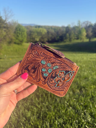 Leather Coin Purse with Hair On Hide
