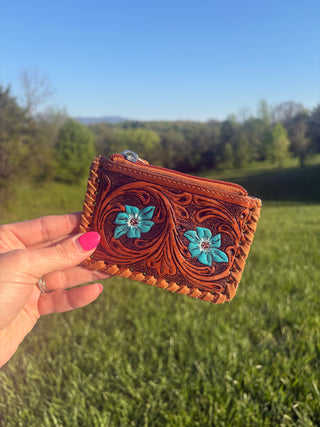 Leather Coin Purse with Hair On Hide