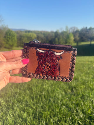 Leather Coin Purse with Hair On Hide