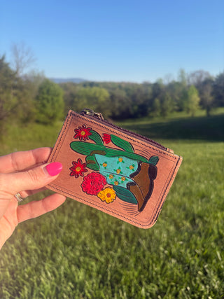 Leather Coin Purse with Hair On Hide