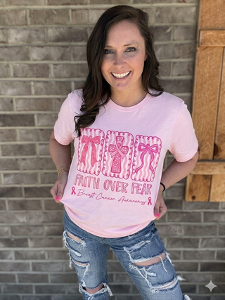 Faith Over Fear Breast Cancer Awareness Graphic Tee *PREORDER!* See description*