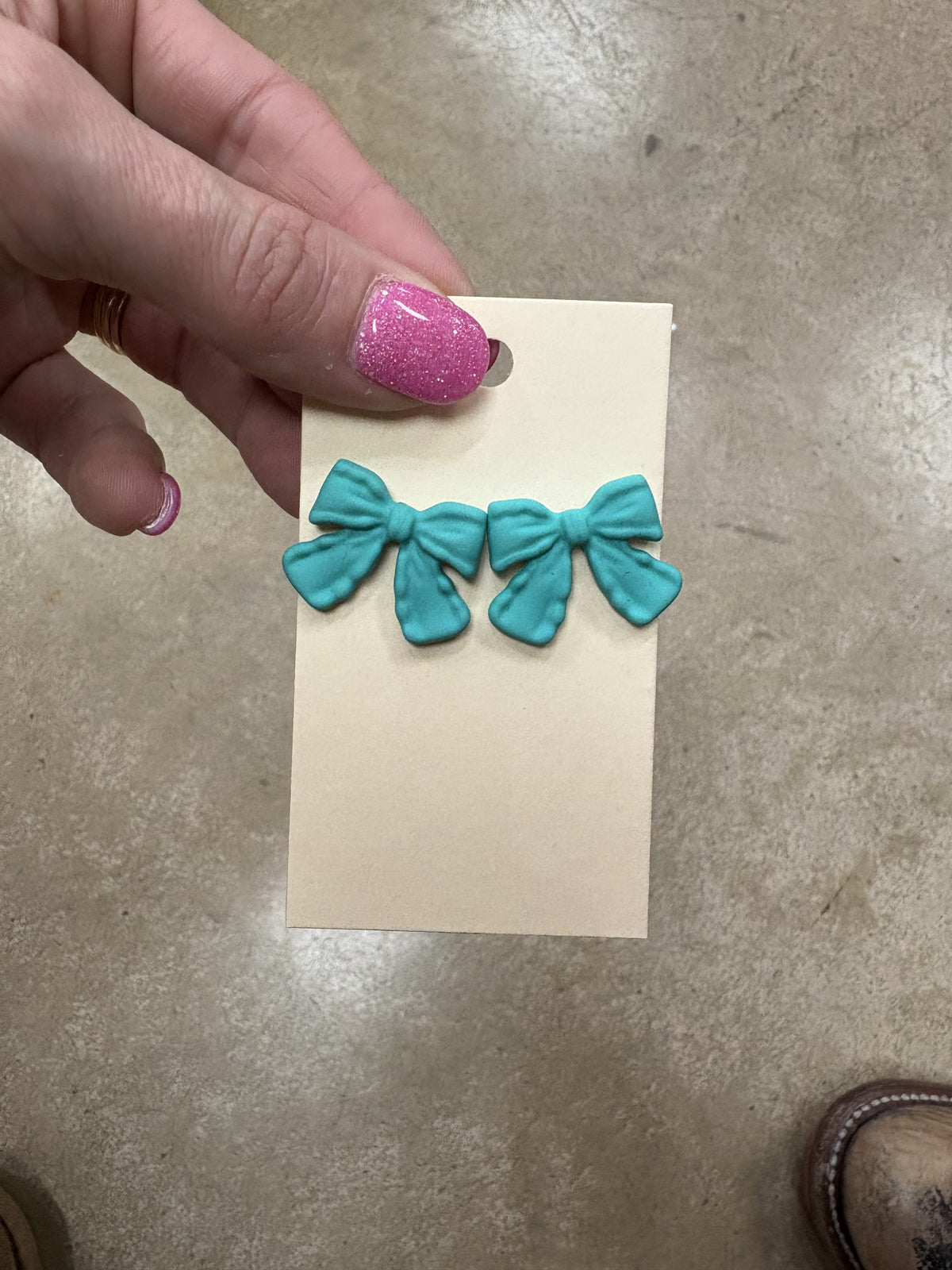 8394- Clay Bow Stud Earrings *PICK COLOR*