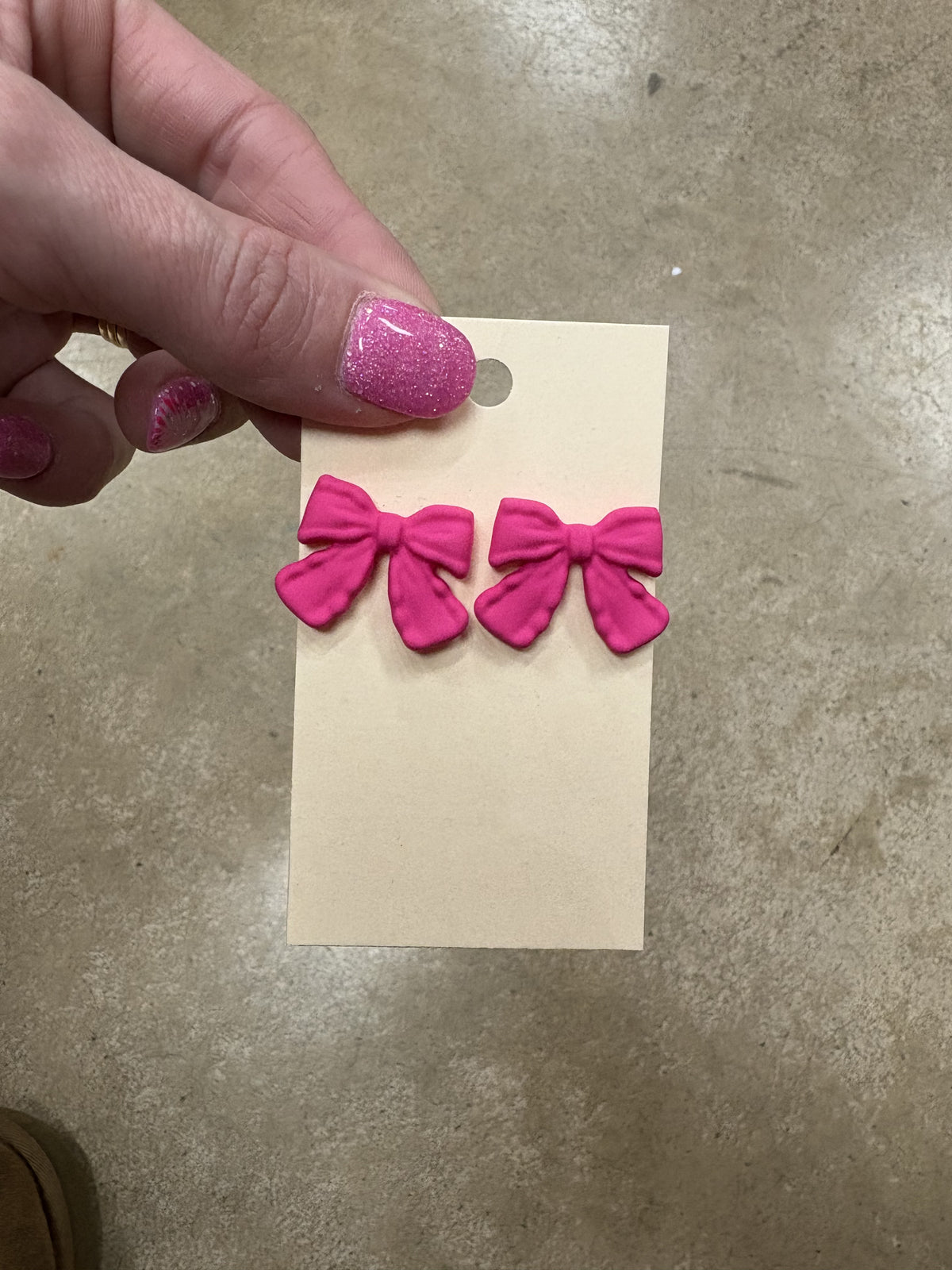 8394- Clay Bow Stud Earrings *PICK COLOR*