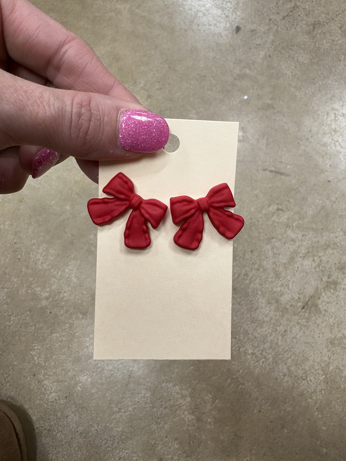 8394- Clay Bow Stud Earrings *PICK COLOR*