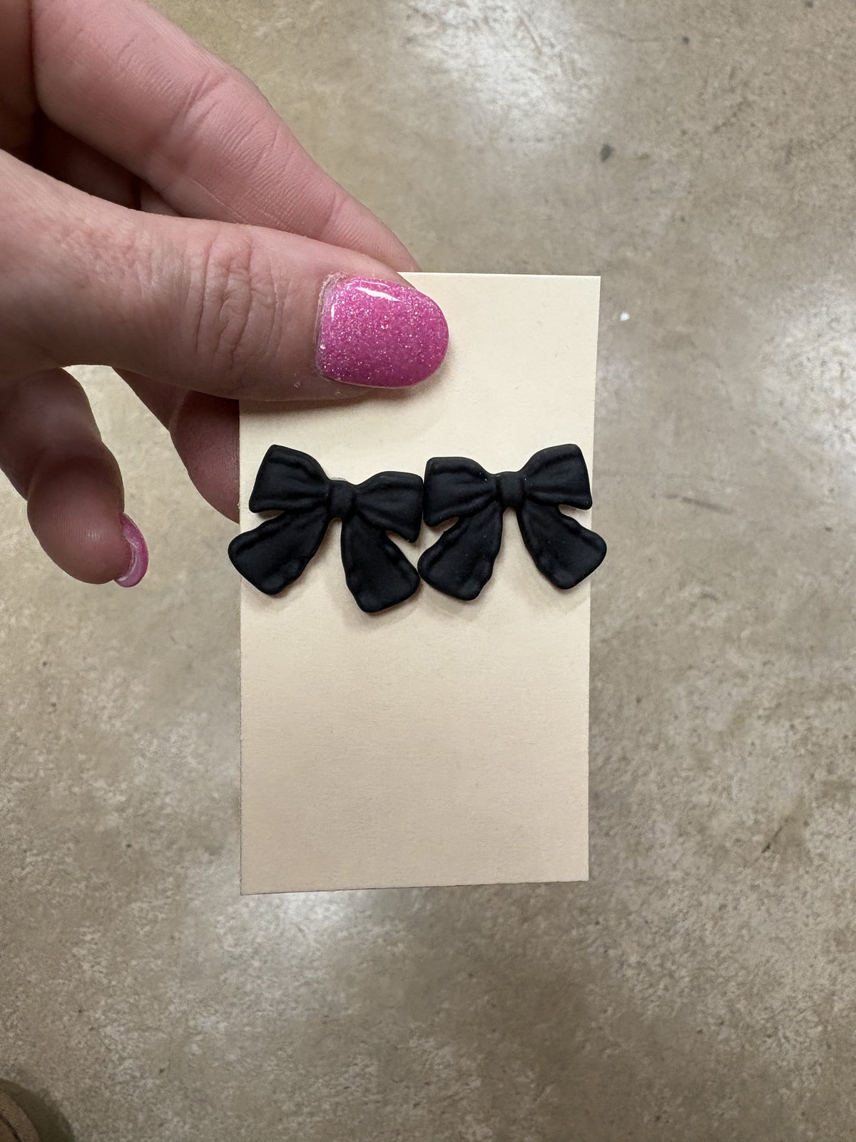 8394- Clay Bow Stud Earrings *PICK COLOR*