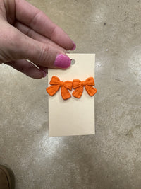 8394- Clay Bow Stud Earrings *PICK COLOR*