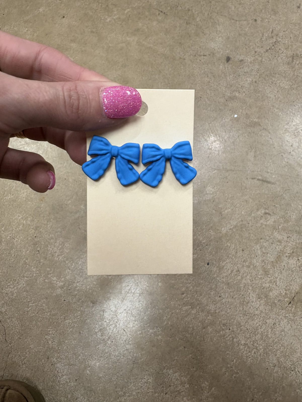 8394- Clay Bow Stud Earrings *PICK COLOR*