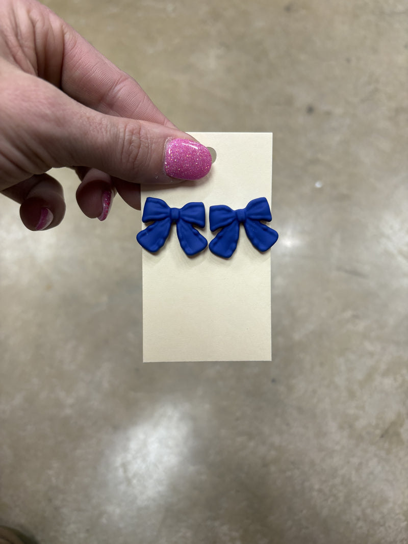 8394- Clay Bow Stud Earrings *PICK COLOR*