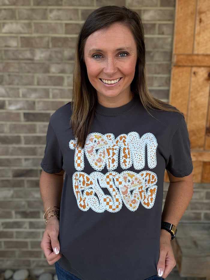 Mixed Orange Lace Tennessee Graphic Tee *TN COLLECTION*