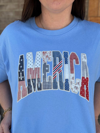 *PREORDER!* Blue America Patchwork Graphic Tee