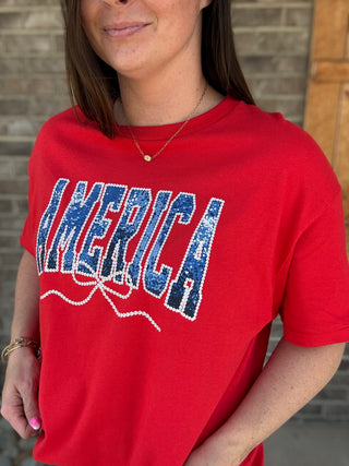 *PREORDER!* America w/ Pearl Bow Graphic Tee