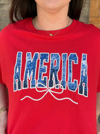 *PREORDER!* America w/ Pearl Bow Graphic Tee