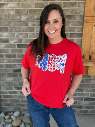 *PREORDER!* Red USA Patchwork Graphic Tee