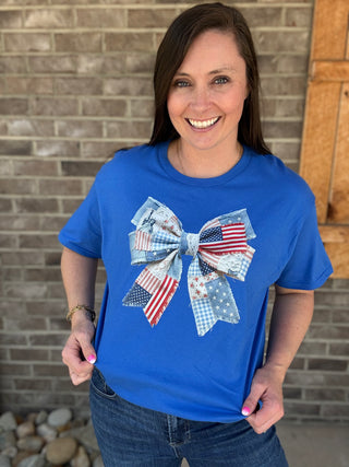 *PREORDER!* Flag Bow Patchwork Graphic Tee