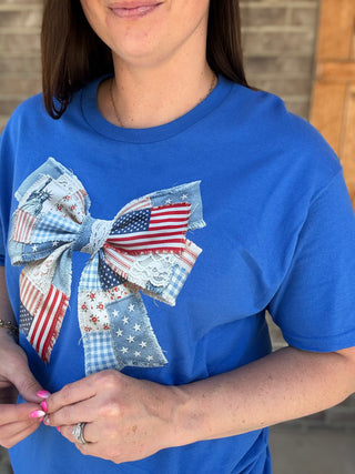 *PREORDER!* Flag Bow Patchwork Graphic Tee