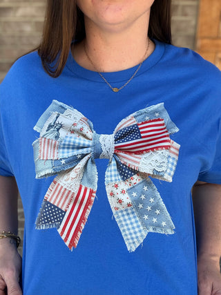 *PREORDER!* Flag Bow Patchwork Graphic Tee