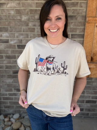 *PREORDER!* Cowboy Dog w/ Flag Graphic Tee