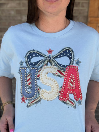 *PREORDER!* USA Pearl Bow Graphic Tee