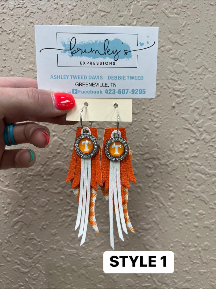 9148- Orange & White Plaid Layer Earring w/ Pendant *PREORDER! Estimated arrival 7-10 days!* TN COLLECTION*