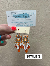 9148- Orange & White Plaid Layer Earring w/ Pendant *PREORDER! Estimated arrival 7-10 days!* TN COLLECTION*