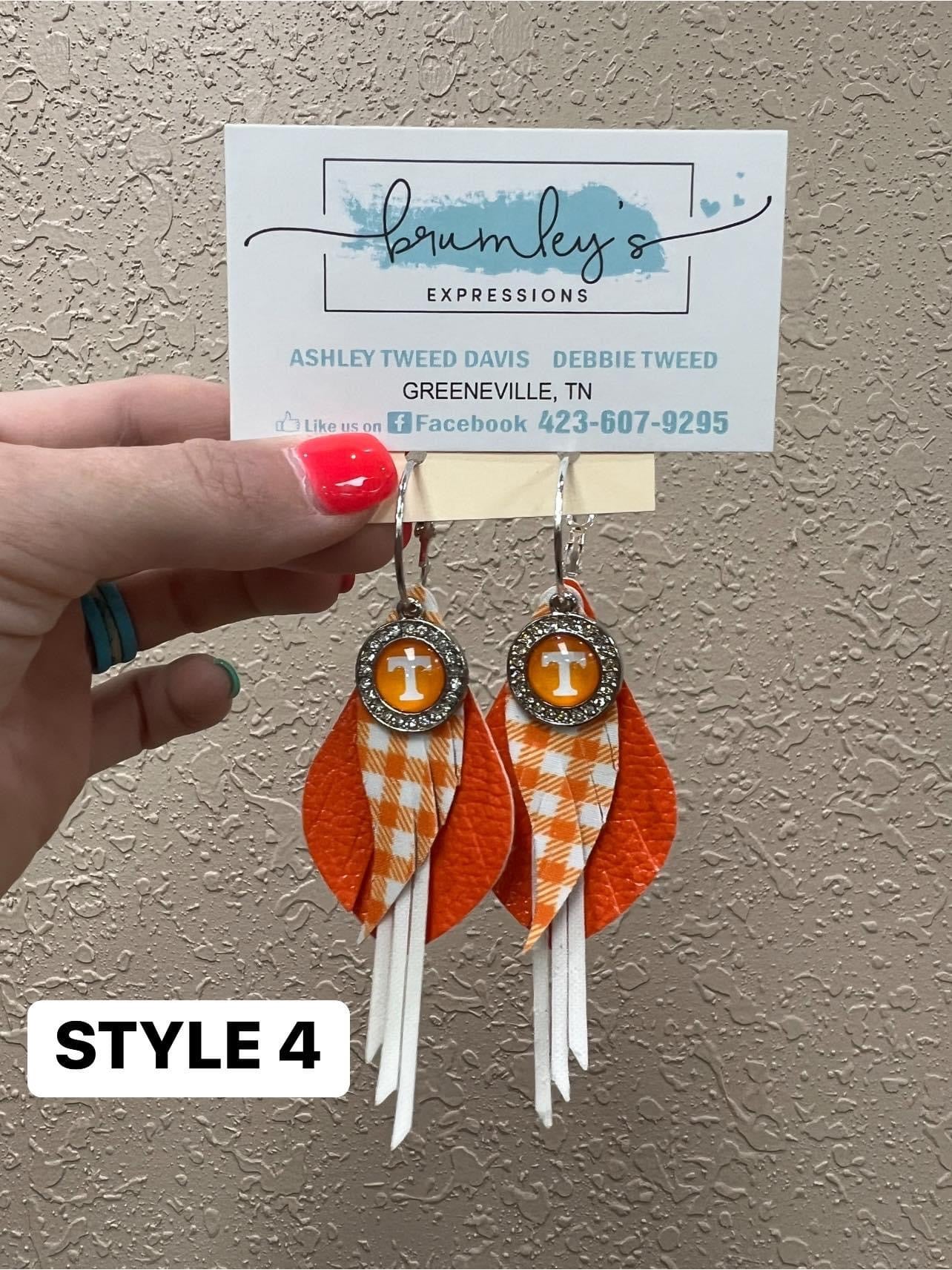 9148- Orange & White Plaid Layer Earring w/ Pendant *PREORDER! Estimated arrival 7-10 days!* TN COLLECTION*