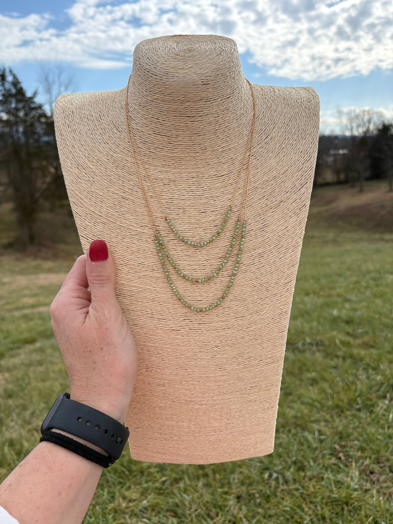 8530- Green Layer Beaded Necklace