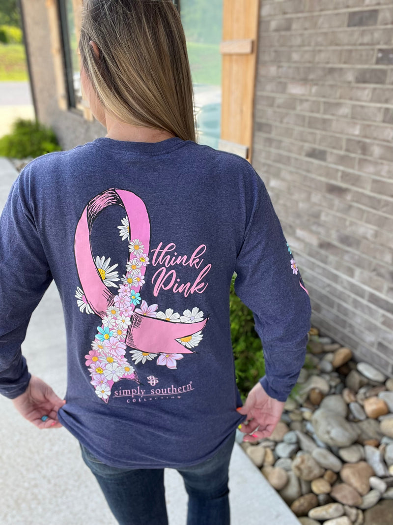 9248- Think Pink Long Sleeve Simply Southern T-Shirt