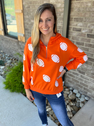 9772- Orange and White Sequin Hoodie *TN COLLECTION*