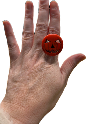 Carved Stone Jack-O-Lantern Stretch Ring | Indigo Blue | PREORDER