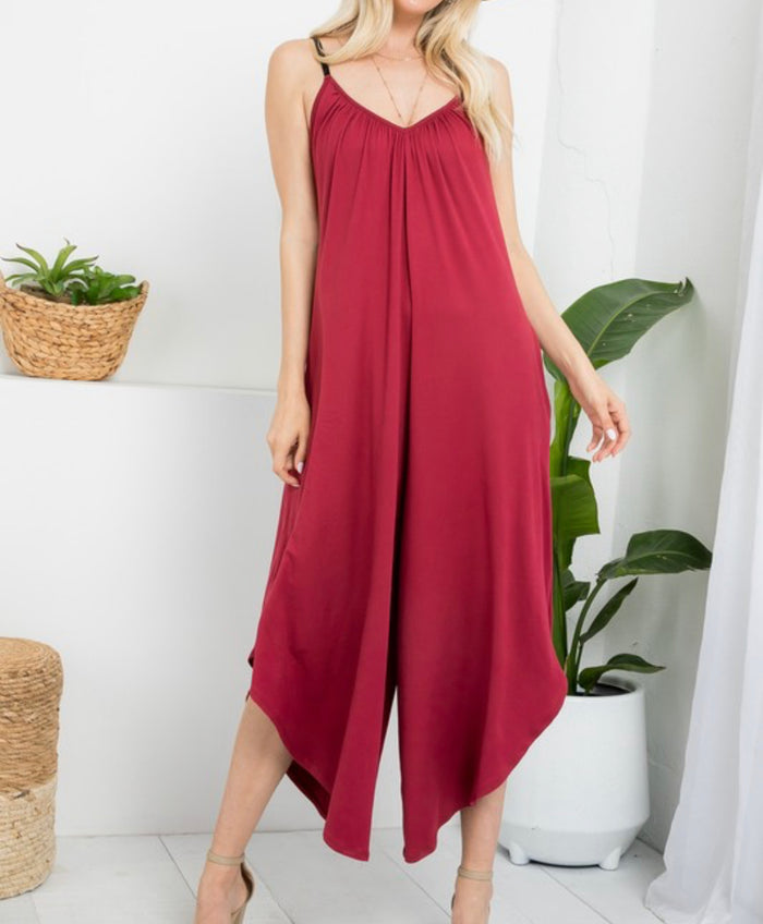 10022- Marsala Butter Soft Jumpsuit