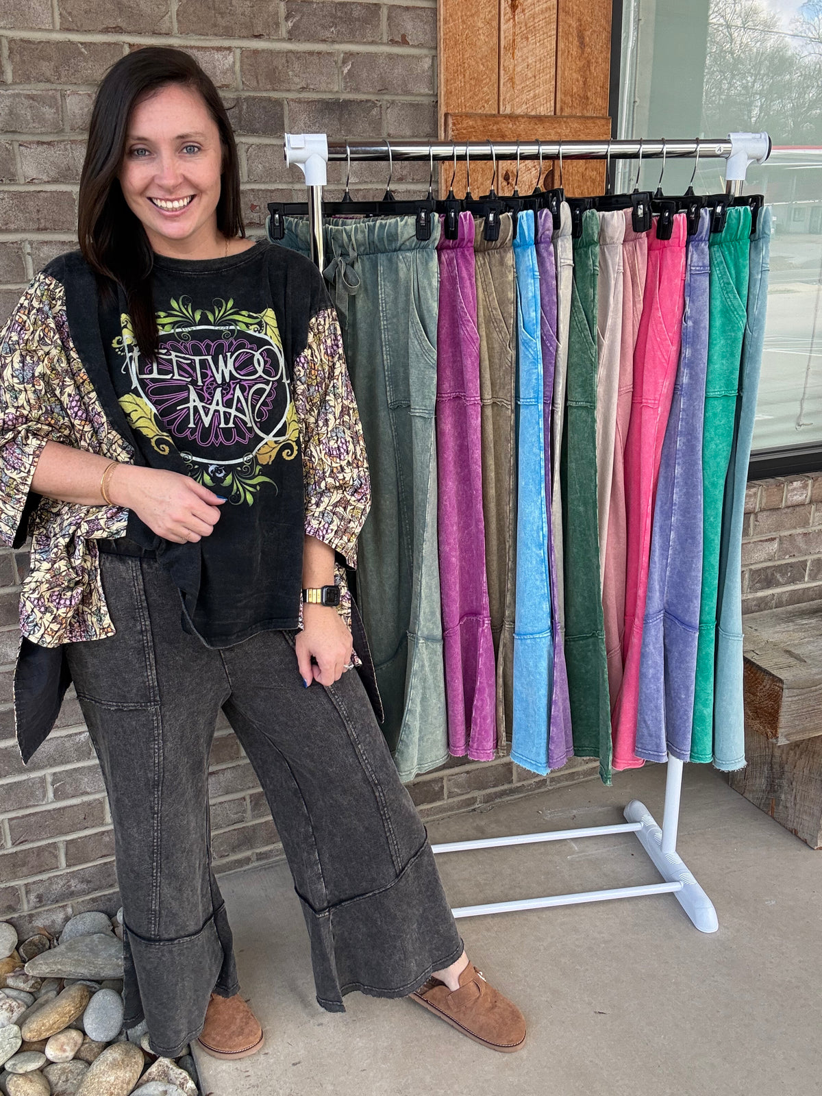 Exposed-Seam Flare Hem Pants with Pockets by Zenana *MULTIPLE COLORS*