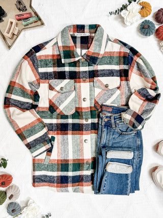 08.21 EN ROUTE Norah Shacket - Harvest Plaid