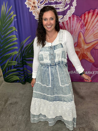 Denim Boho Dream Crochet Denim Overall Dress | POL PREORDER