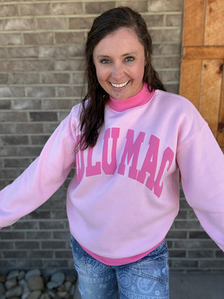 Pink & Bubblegum Puff Mock Neck Lulu Mac Pullover