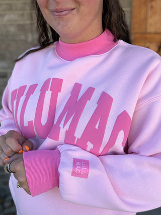Pink & Bubblegum Puff Mock Neck Lulu Mac Pullover